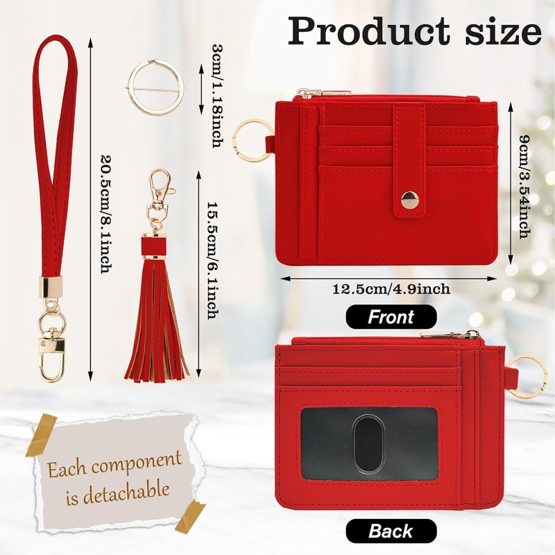 KNGITRYI Small Wristlet Wallets for Women RFID Credit Card Holder Wallet Keychain Wristlet Wallet Credit Card Wallets for Women (Red) - Image 2